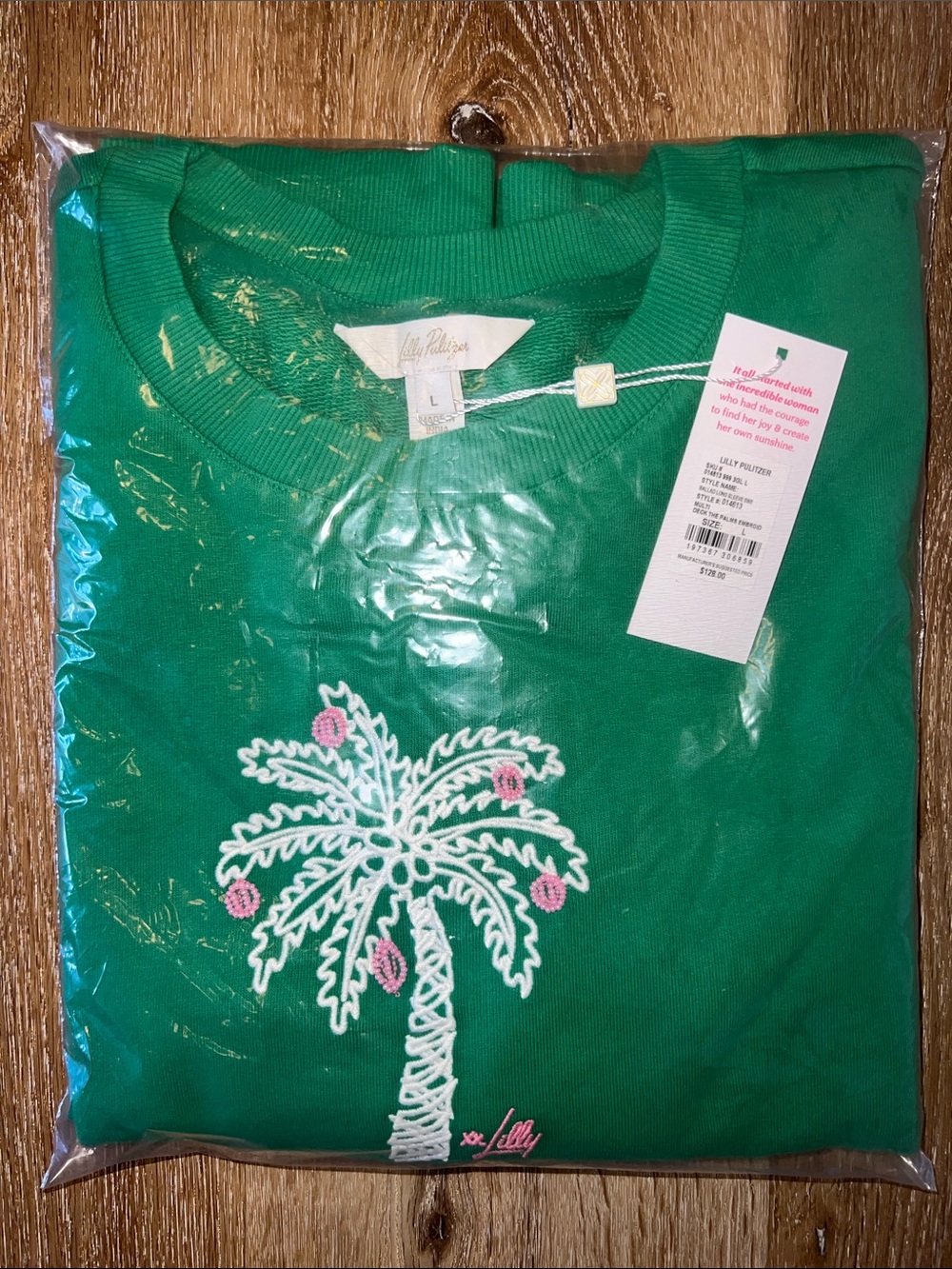 NWT Lilly Pulitzer Ballad Long Sleeve Sweatshirt Deck the Palms Large - Picture 6 of 9